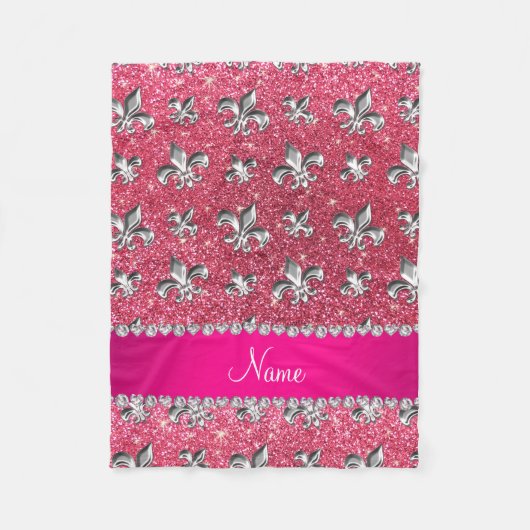 Individuelle Name Lilie fuchsia rosa Glitzer Fleecedecke (Vorderseite)