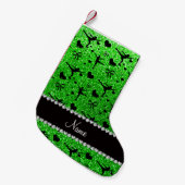 Individuelle Name Limone Green Glitzer Figur Skate Kleiner Weihnachtsstrumpf (Vorderansicht (hängend))