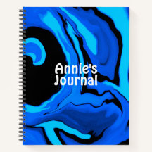 Individuelle Name Liquid Art Journal (blau)