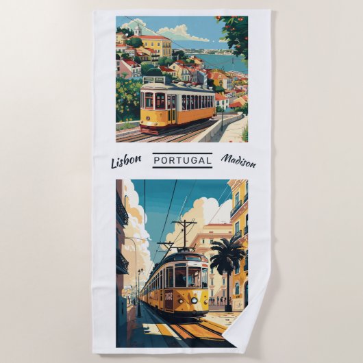 Individuelle Name Lissabon Portugal Strandtuch (Vorderseite)