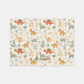 Individuelle Name Little Dinosaurier Beige neutral Fleecedecke (Vorderseite (Horizontal))