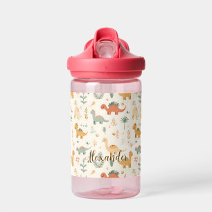 Individuelle Name Little Dinosaurier Beige neutral Trinkflasche