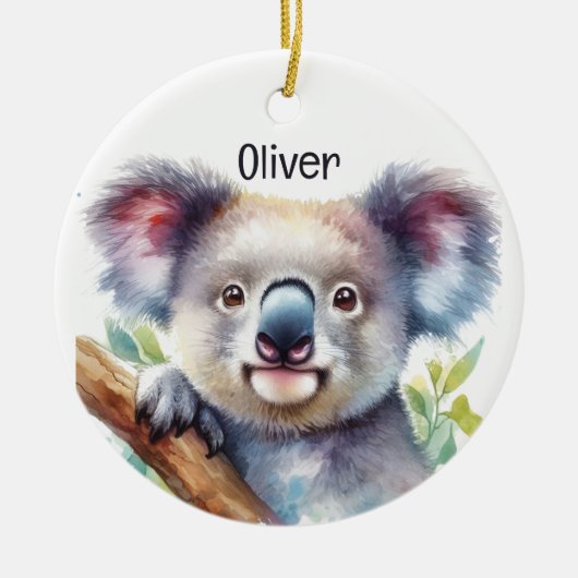Individuelle Name Little Koala Bear Australisches Keramik Ornament (Vorne)