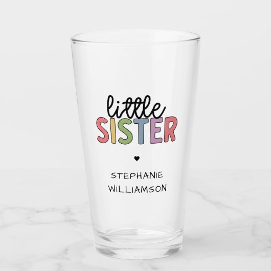 Individuelle Name Little Sister Niedlich Personali Glas (Vorderseite)