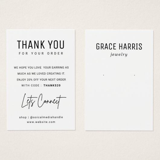 Individuelle Name-Logo-Ohrring-Anzeige Danke-Karte (Vorne & Hinten)