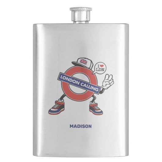 Individuelle Name London Anruf Flachmann (Vorderseite)