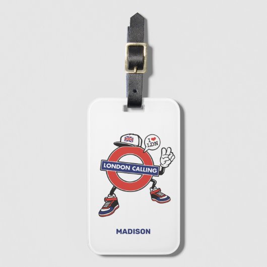 Individuelle Name London Anruf Gepäckanhänger (Vorderseite Vertikal)