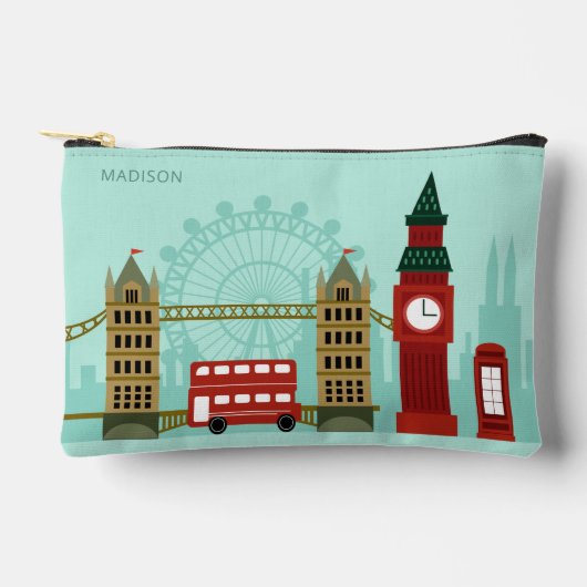 Individuelle Name London Illustration Zubehörtasche (Vorderseite)
