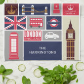 Individuelle Name London UK Icons Geschirrtuch (Gefaltet)