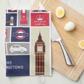 Individuelle Name London UK Icons Geschirrtuch (Viertel Falte)