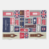 Individuelle Name London UK Icons Geschirrtuch (Horizontal)