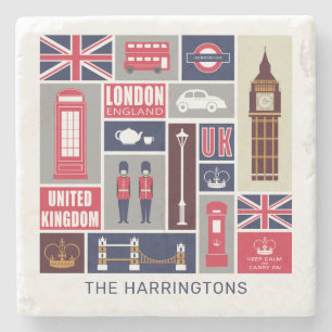 Individuelle Name London UK Icons Steinuntersetzer
