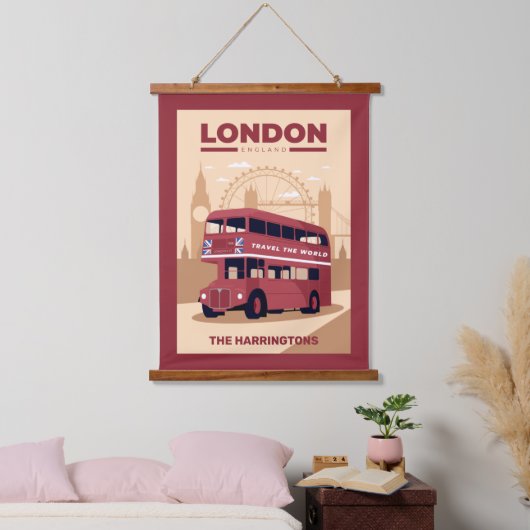 Individuelle Name LONDON Wandteppich Mit Holzrahmen (Schlafzimmer)