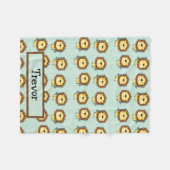 Individuelle Name-Löwenmuster in Blau Fleecedecke (Vorderseite (Horizontal))