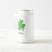 Individuelle Name Lucky 4 Leaf Clover St. Patrick' Bierglas (Vorderseite Links)