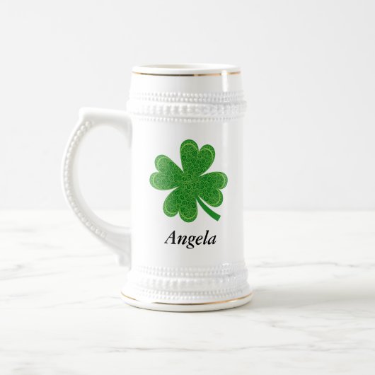 Individuelle Name Lucky 4 Leaf Clover St. Patrick' Bierglas (Links)