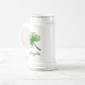 Individuelle Name Lucky Clover St. Patrick's Day Bierglas (Vorderseite Links)