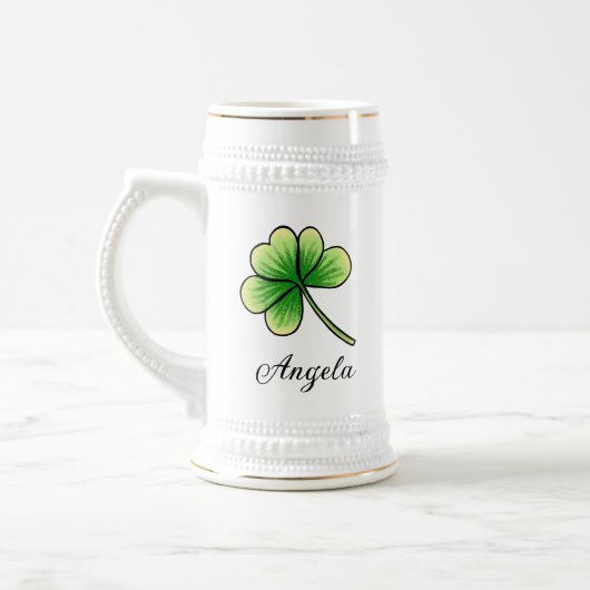 Individuelle Name Lucky Clover St. Patrick's Day Bierglas (Links)