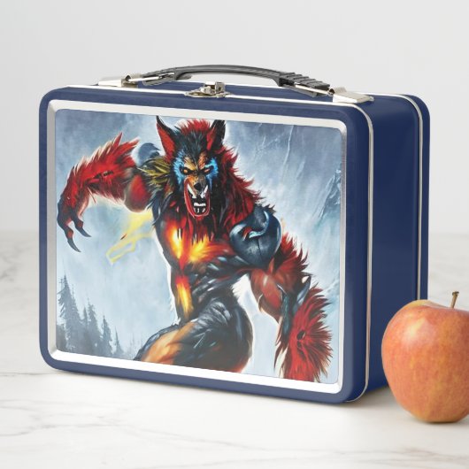 Individuelle Name Lunch Box, farbenfroh Were Wolf Metall Brotdose (Beispiel)