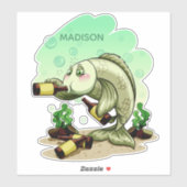 Individuelle Name lustig Drink Fisch Aufkleber (Blatt)