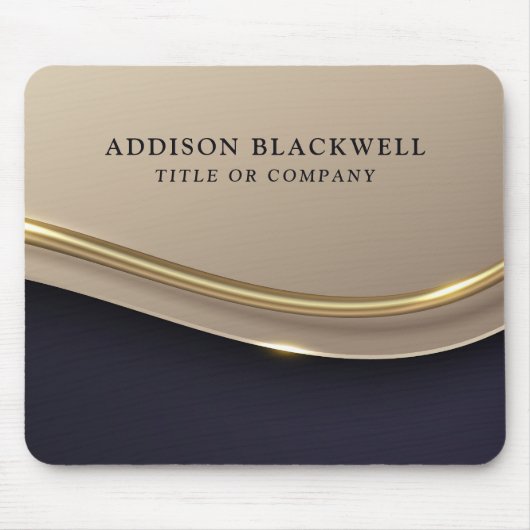 Individuelle Name Luxury Dark Blue Gold Mousepad (Vorne)