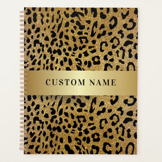 Individuelle Name Luxus Leopard Animal Print Planer (Vorderseite)