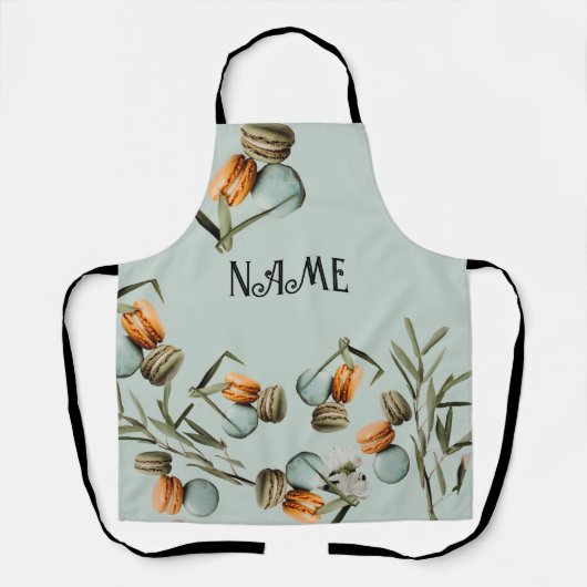 Individuelle Name Macaron Design über die Schürze (Vorderseite)