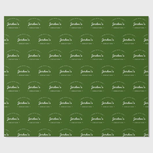 Individuelle Name Made with Liebe Green Modern Typ Geschenkpapier (Flach)