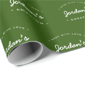 Individuelle Name Made with Liebe Green Modern Typ Geschenkpapier (Rolleneckpunkt)