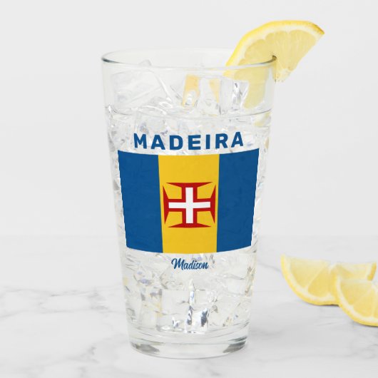 Individuelle Name Madeira Flag Glas (Rückseite Ice)