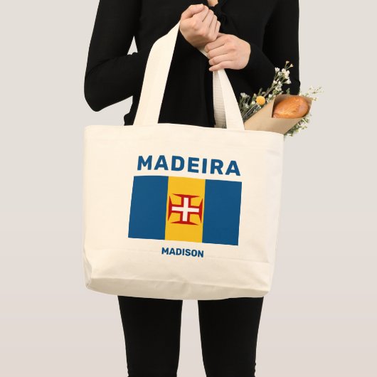 Individuelle Name Madeira Flag Jumbo Stoffbeutel (Vorderseite (Produkt))