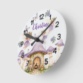 Individuelle Name Magic Fairies Lila Garden Runde Wanduhr (Winkel)