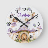 Individuelle Name Magic Fairies Lila Garden Runde Wanduhr (Vorderseite)