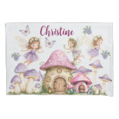 Individuelle Name Magic Fairies Pink Mushrooms Kissenbezug (Vorderseite)