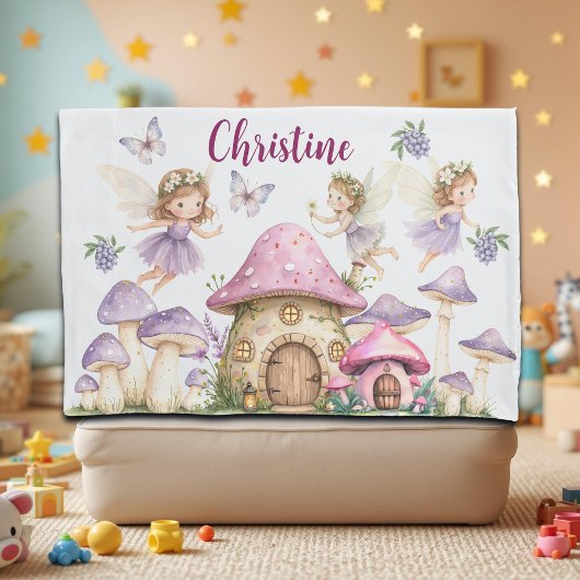 Individuelle Name Magic Fairies Pink Mushrooms Kissenbezug