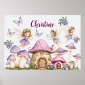 Individuelle Name Magic Fairies Pink Mushrooms Poster (Vorne)