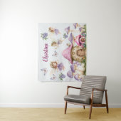 Individuelle Name Magic Fairies Pink Mushrooms Wandteppich (Beispiel)