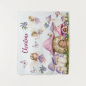 Individuelle Name Magic Fairies Pink Mushrooms Wandteppich (Vorderseite)