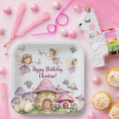 Individuelle Name Magic Fairies Rosa Pilze Geburts Pappteller (Party)