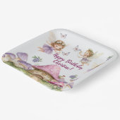 Individuelle Name Magic Fairies Rosa Pilze Geburts Pappteller (Gewinkelt)