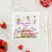 Individuelle Name Magic Fairies Rosa Pilze Geburts Serviette (Beispiel)