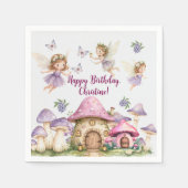 Individuelle Name Magic Fairies Rosa Pilze Geburts Serviette (Vorderseite)
