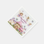 Individuelle Name Magic Fairies Rosa Pilze Geburts Serviette (Ecke)