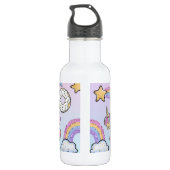 Individuelle Name Magisches Einhorn, Regenbogen & Edelstahlflasche (Rückseite)