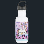 Individuelle Name Magisches Einhorn, Regenbogen &  Edelstahlflasche<br><div class="desc">Einhorn Kid's Edelstahl Wasserflasche ,  Geschenk für Mädchen,  die Lieben Einhorn,  zurück zur Schule Wasserflasche.</div>