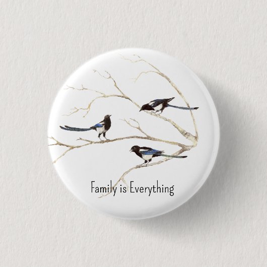 Individuelle Name Magpie Bird Family Button (Vorderseite)