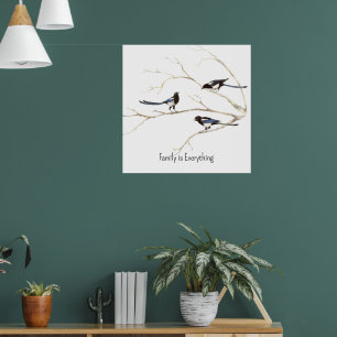 Individuelle Name Magpie Bird Family Poster
