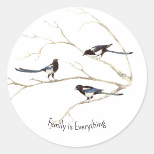 Individuelle Name Magpie Bird Family Runder Aufkleber