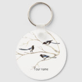 Individuelle Name Magpie Bird Family Schlüsselanhänger (Rückseite)