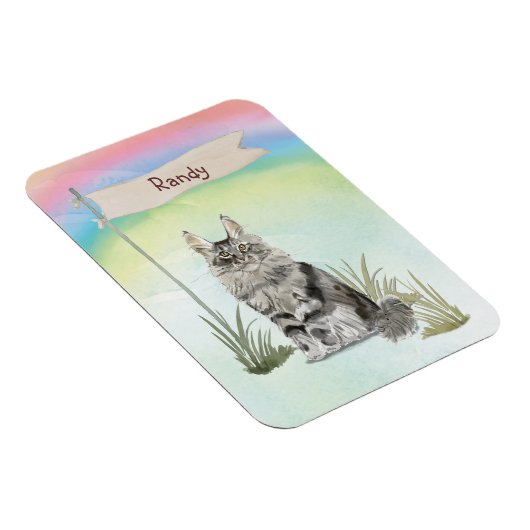 Individuelle Name Maine Coon Cat Pet Magnet (Rechte Seite)